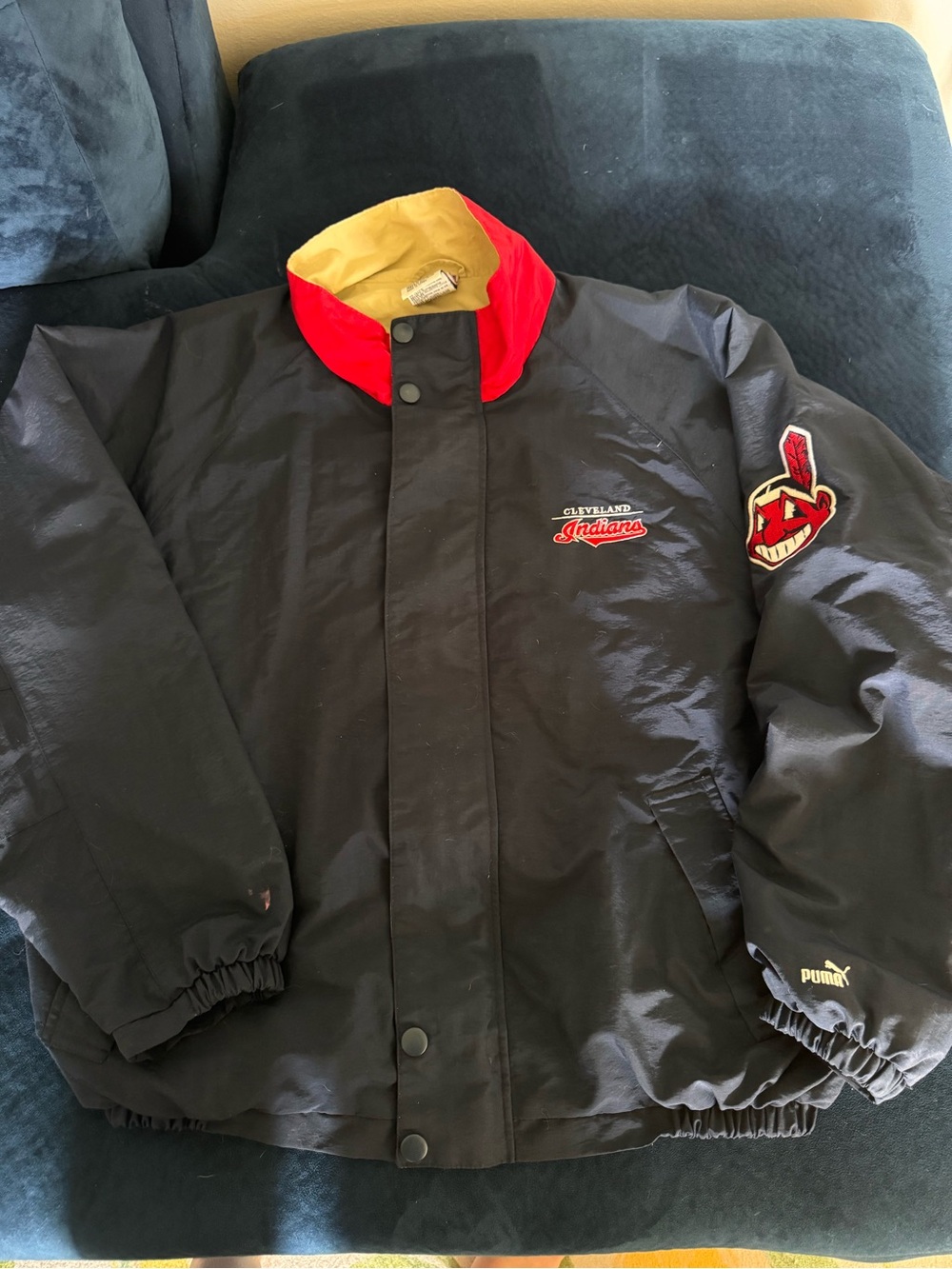 90s Cleveland Indians Puma MLB Windbreaker Zip Up Jacket Sz L